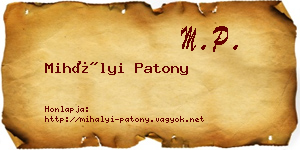 Mihályi Patony névjegykártya